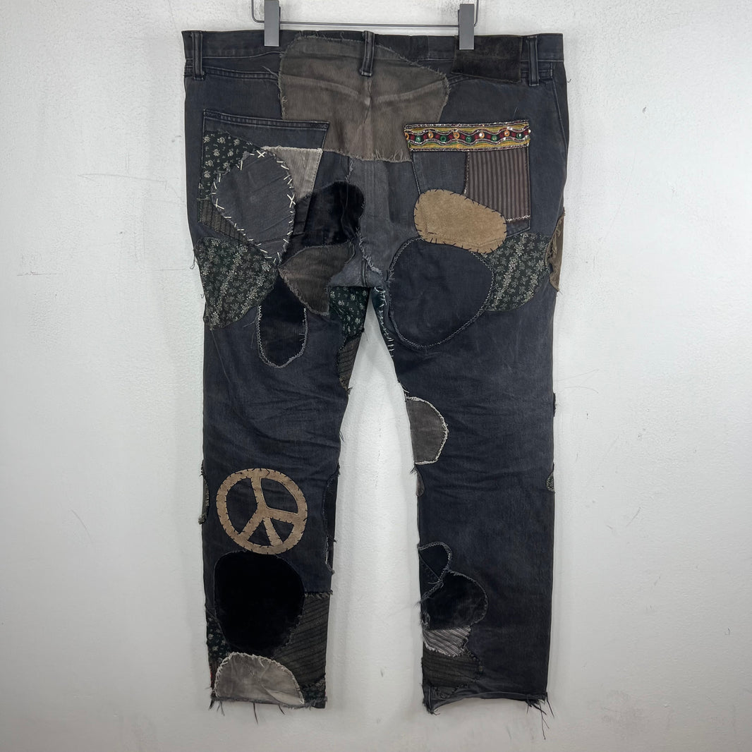 Kapital Black Patchwork Straight Denim Jeans
