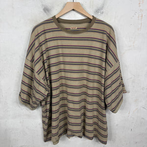 Kapital Tan Boxy Striped T-Shirt