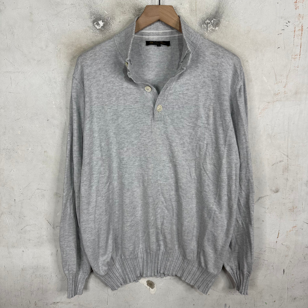Loro Piana Ribbed Half Buttoned Light Sweater