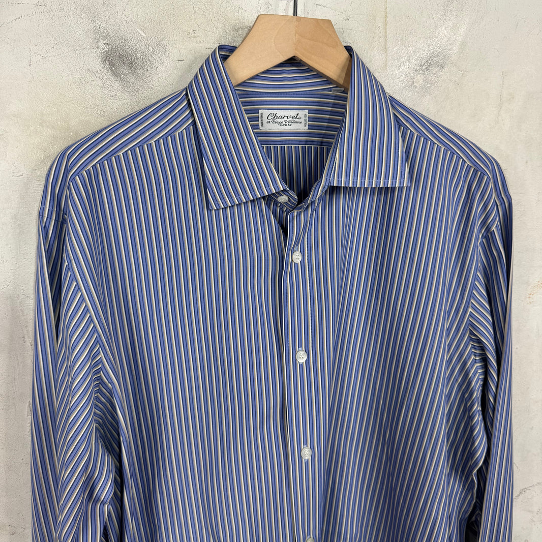 Charvet Pinstriped Blue Shirt