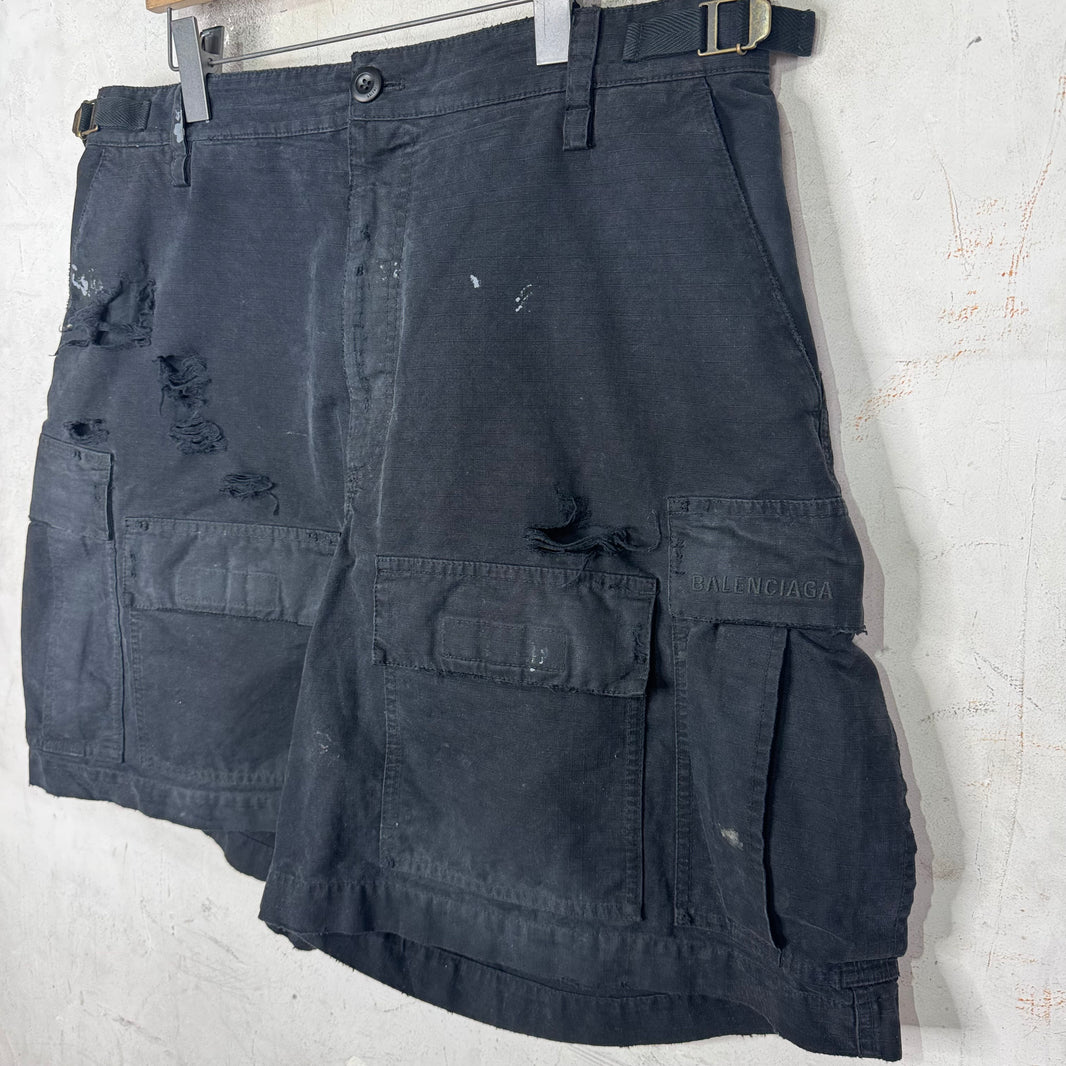 Balenciaga Ripstop Distressed Cargo Shorts
