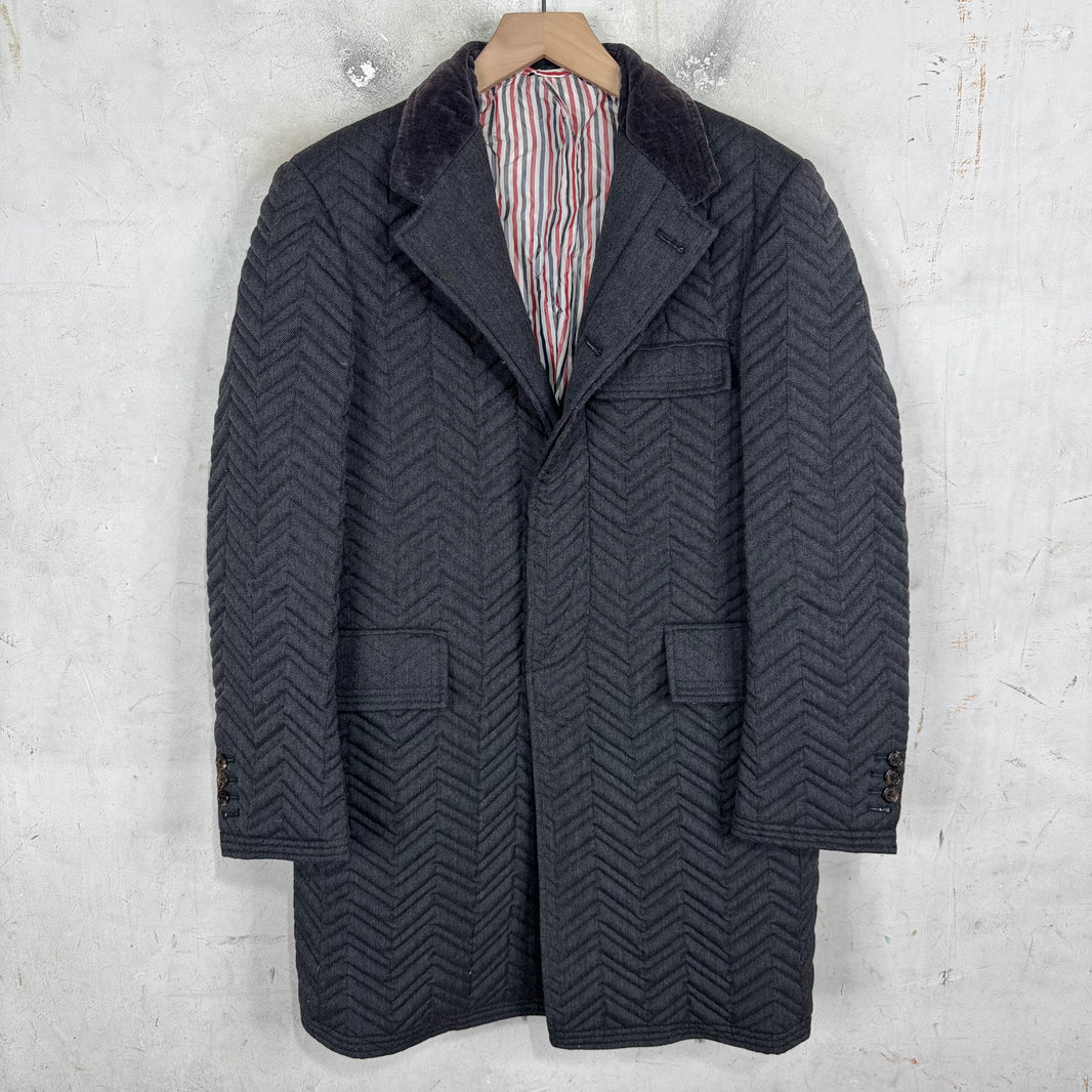 Thom Browne Chevron Quilted Mid Length Coat