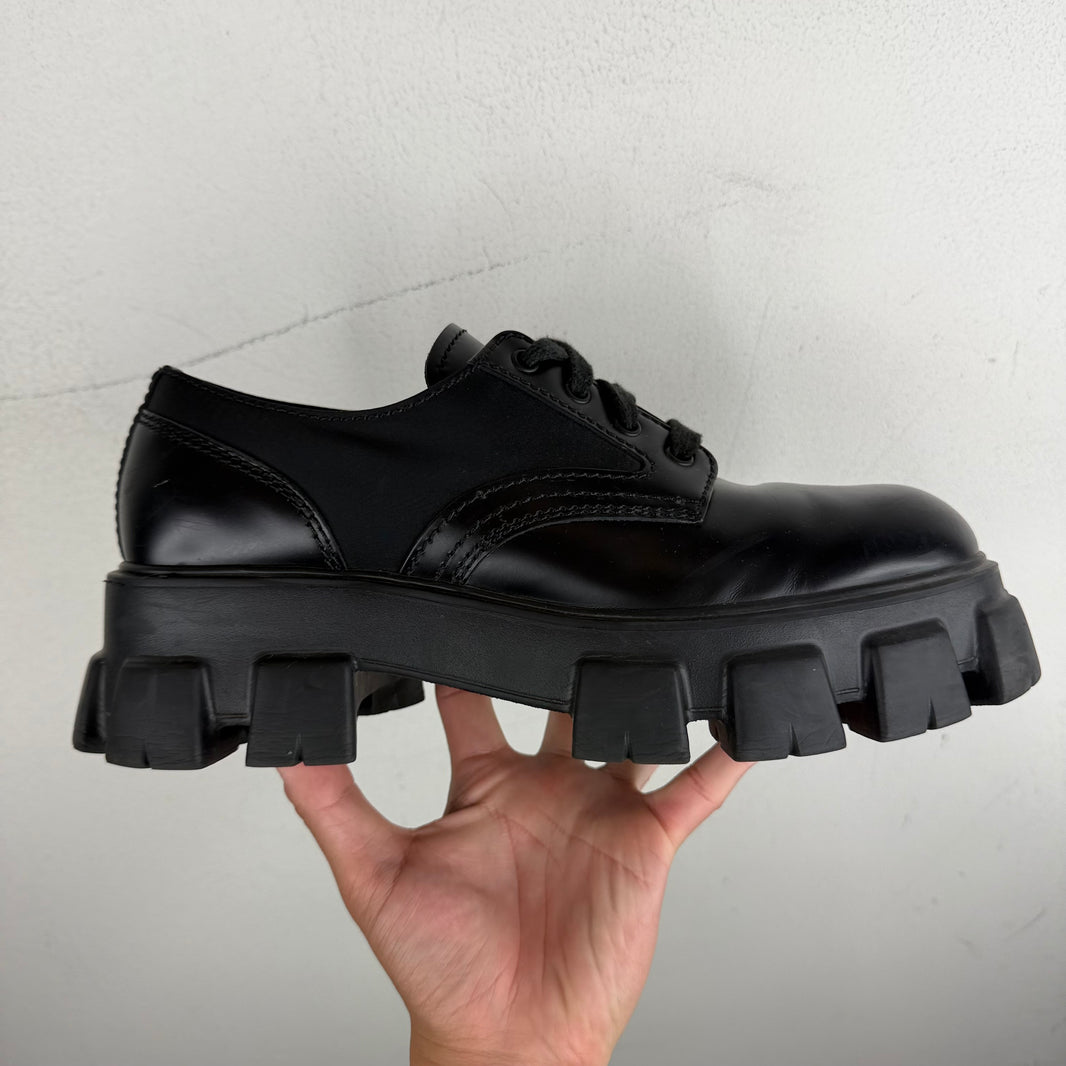 Prada Nylon/Leather Monolith Derbies