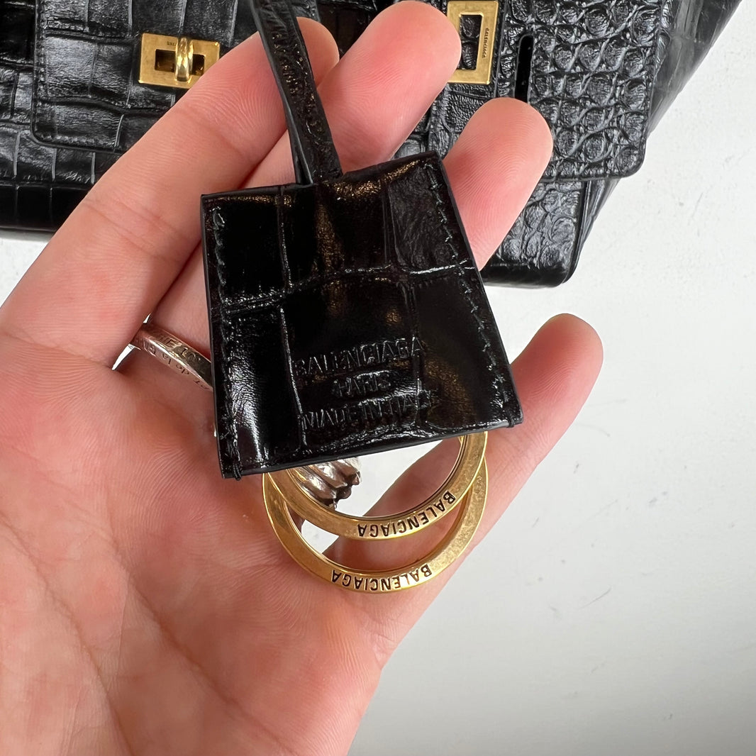 Balenciaga Medium Croc-Embossed Bel-Air Bag