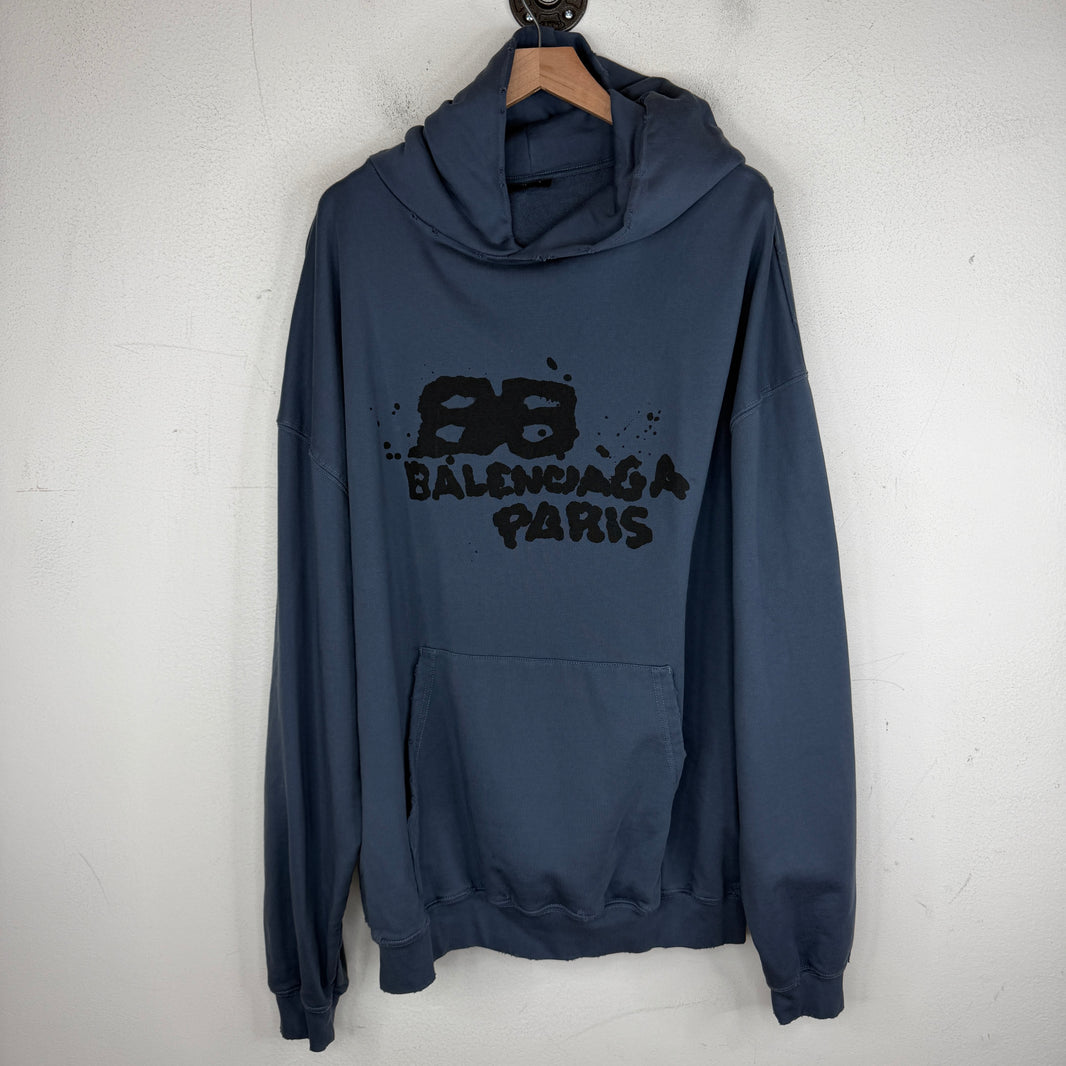 Balenciaga Oversized Dirty BB Paris Logo Hoodie
