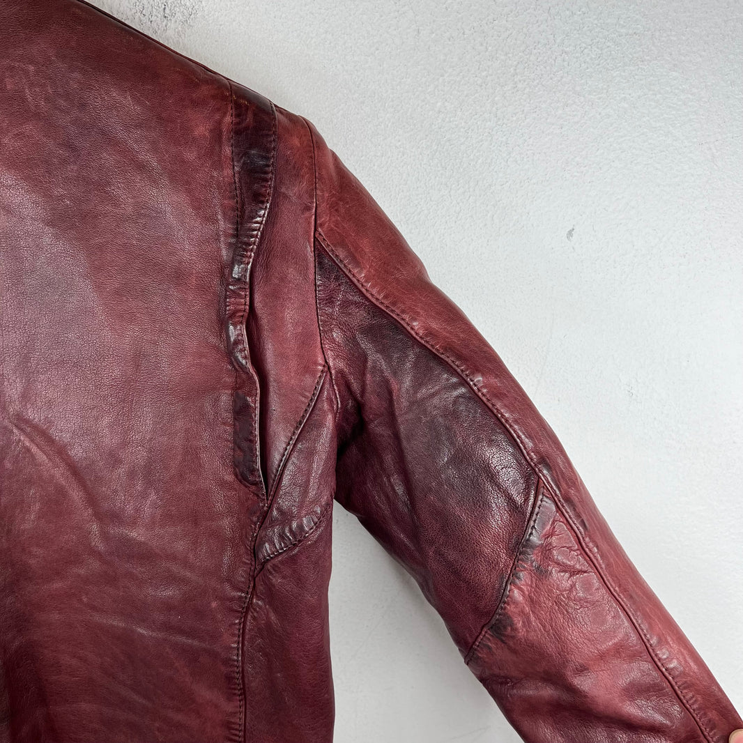 Balmain Lambskin Burgundy Perfecto Jacket