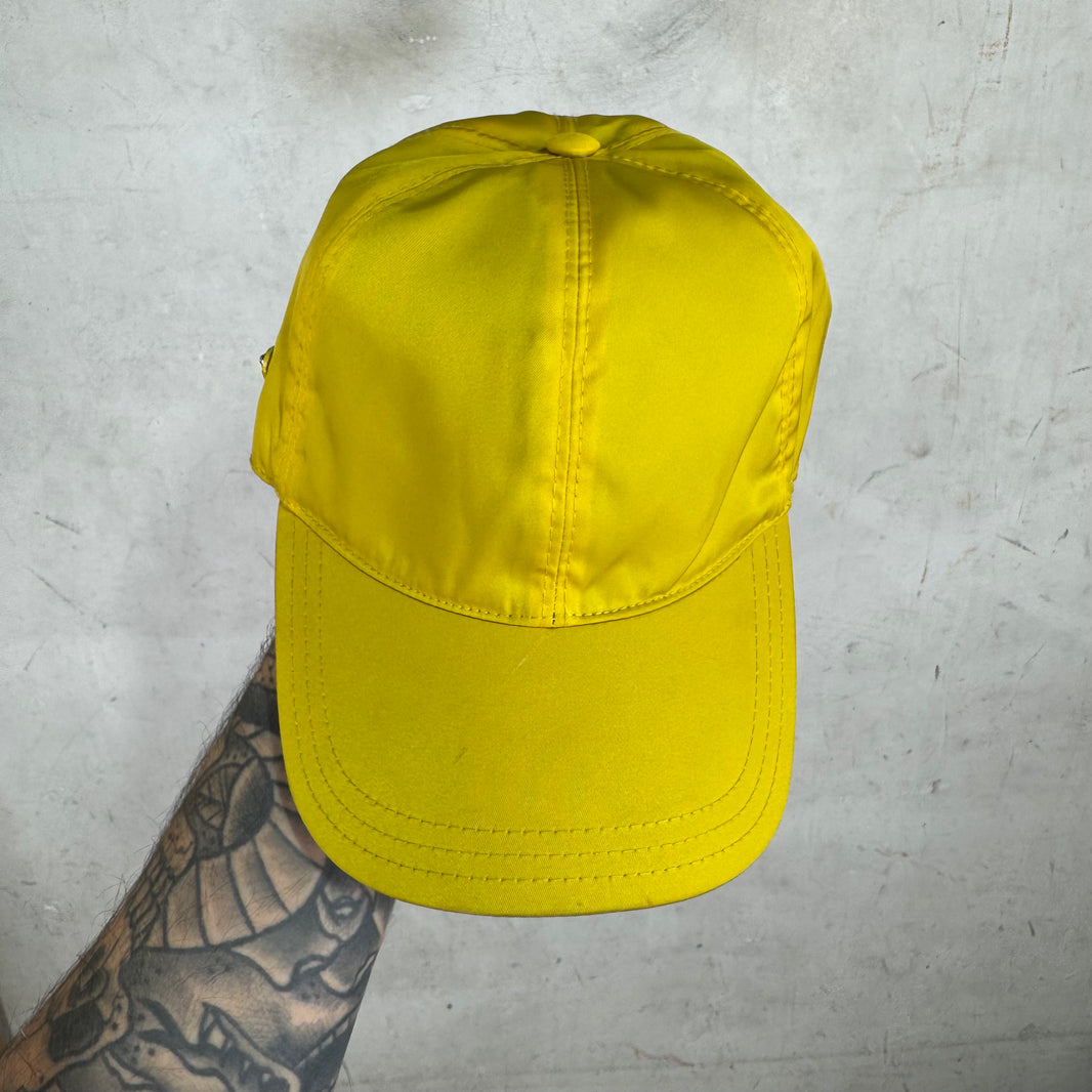 Prada Yellow Nylon Plaque Hat