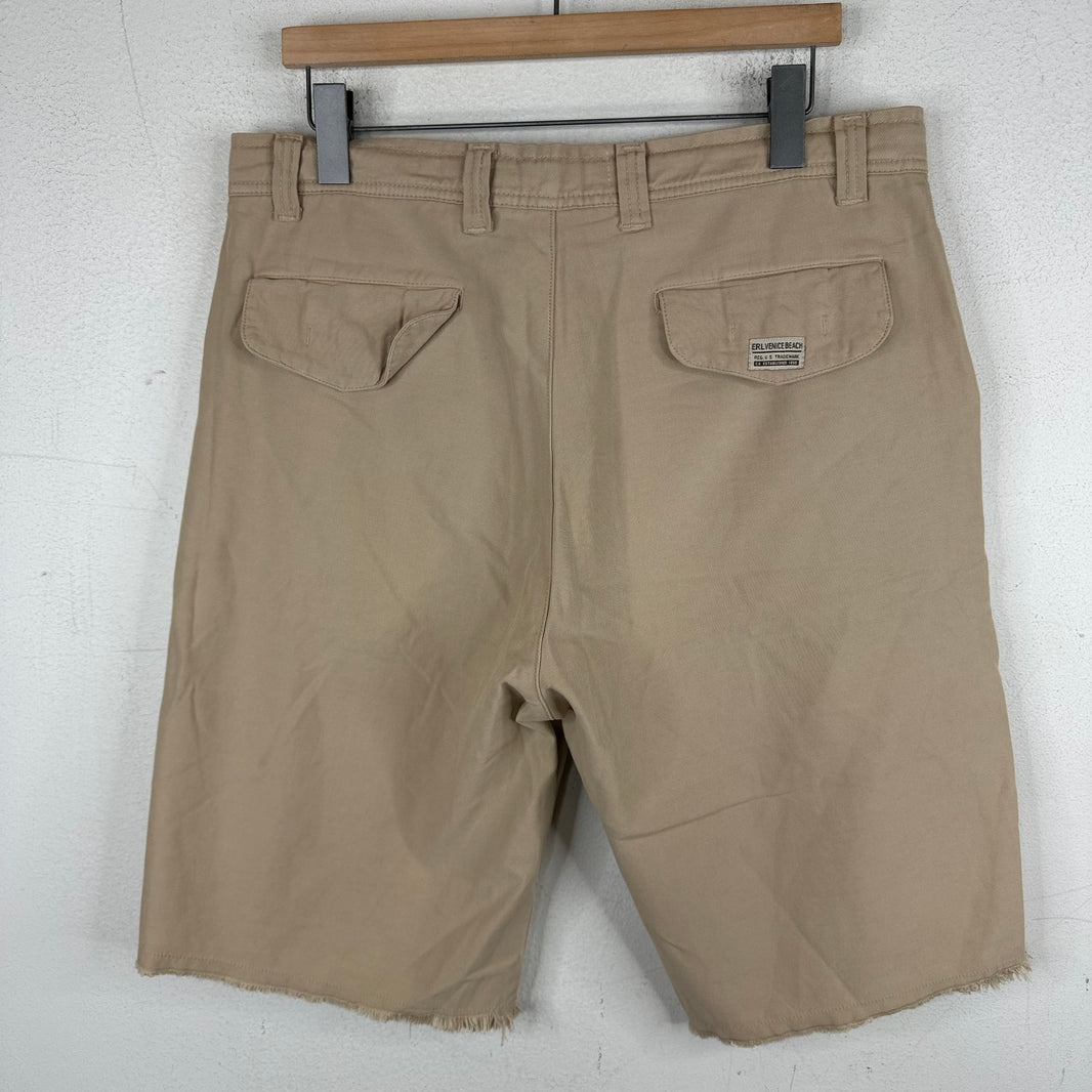 ERL Cropped Long Khaki Shorts