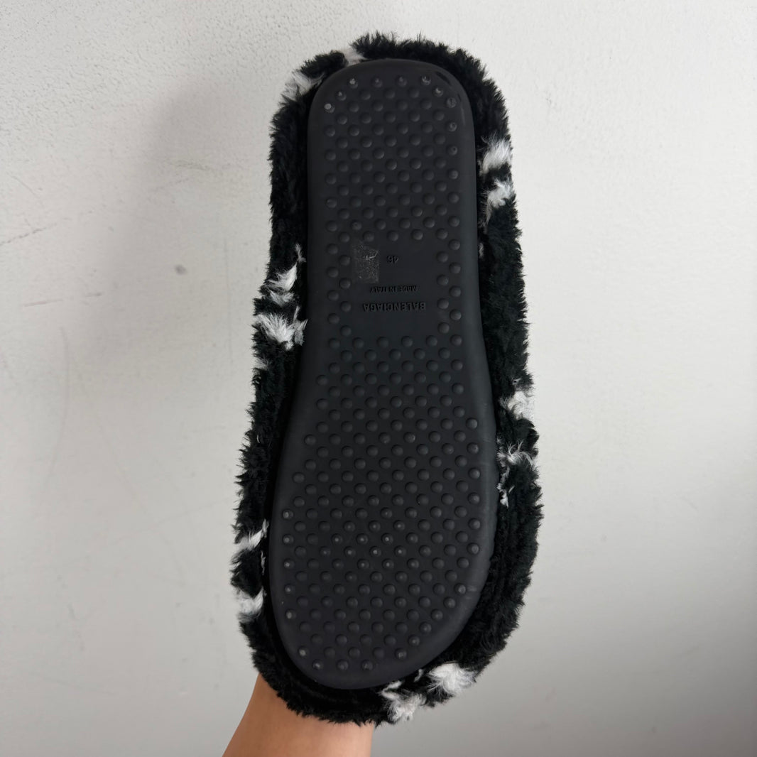 Balenciaga Fuzzy Diagonal Logo Mules