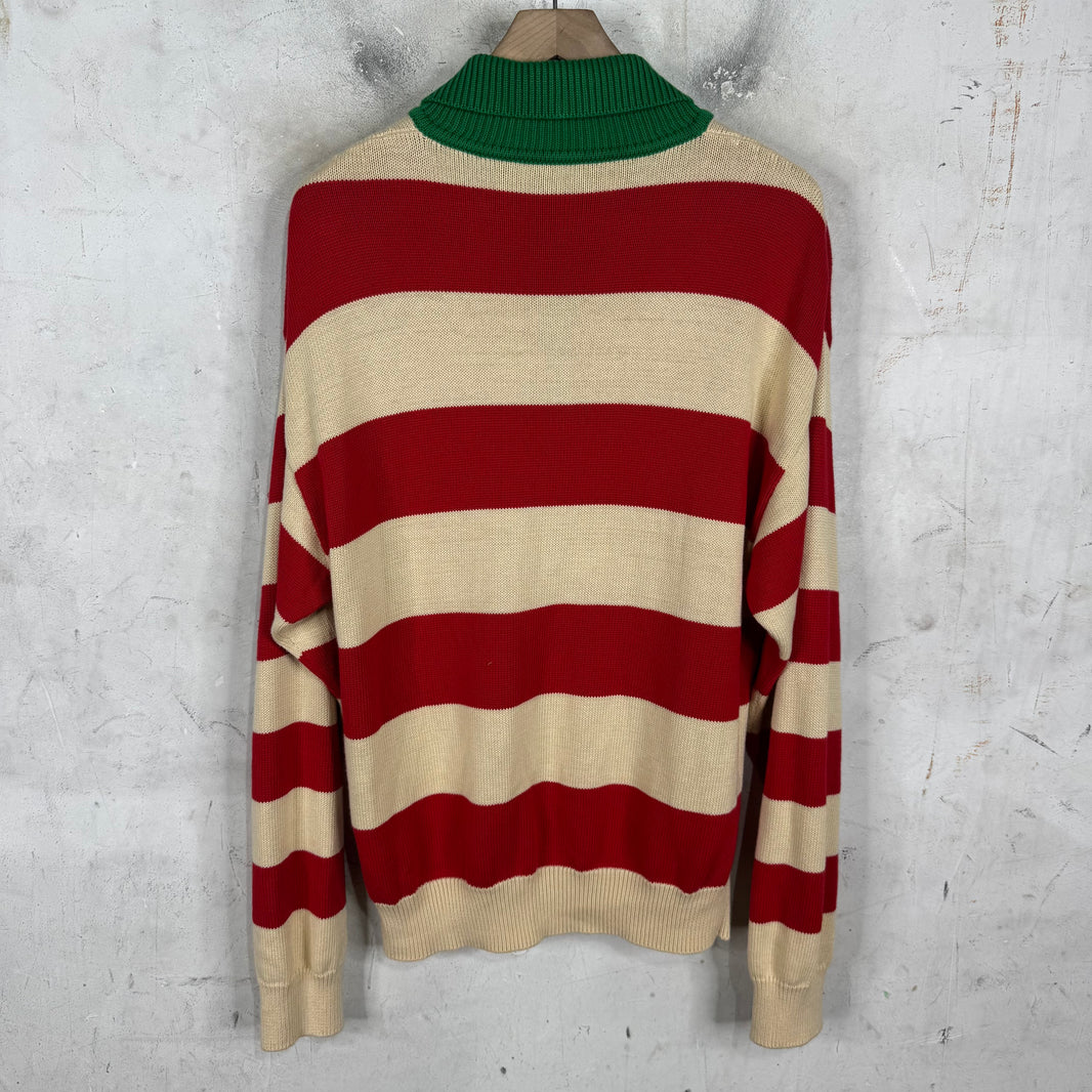 Gucci Striped Logo Knit Polo Sweater