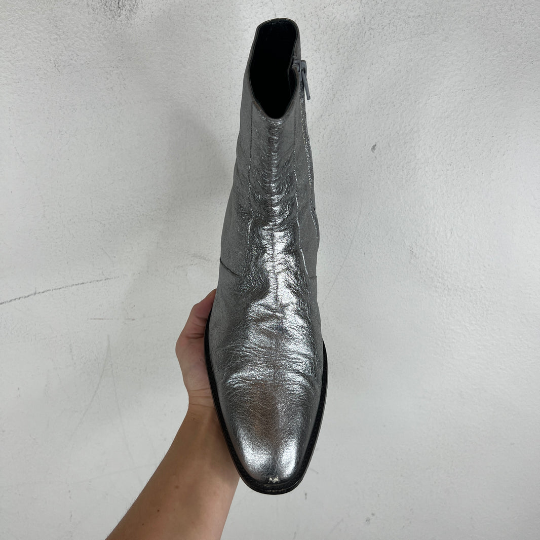 Saint Laurent Silver Wyatt Boots