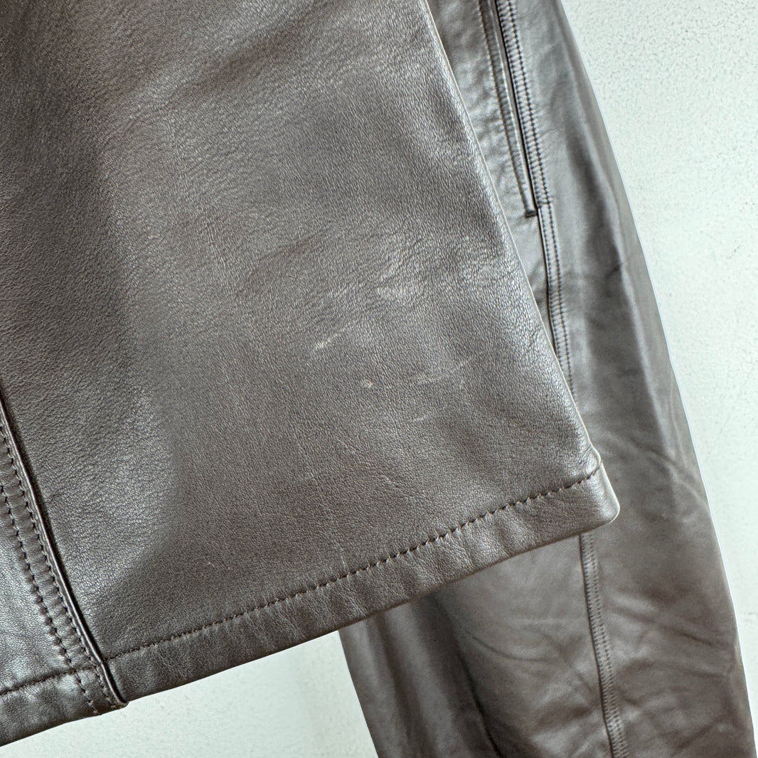 Lemaire Built In Belt Brown Leather Pants