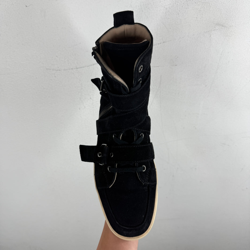 Christian Louboutin Black Multi Strap Hi Top Sneaker