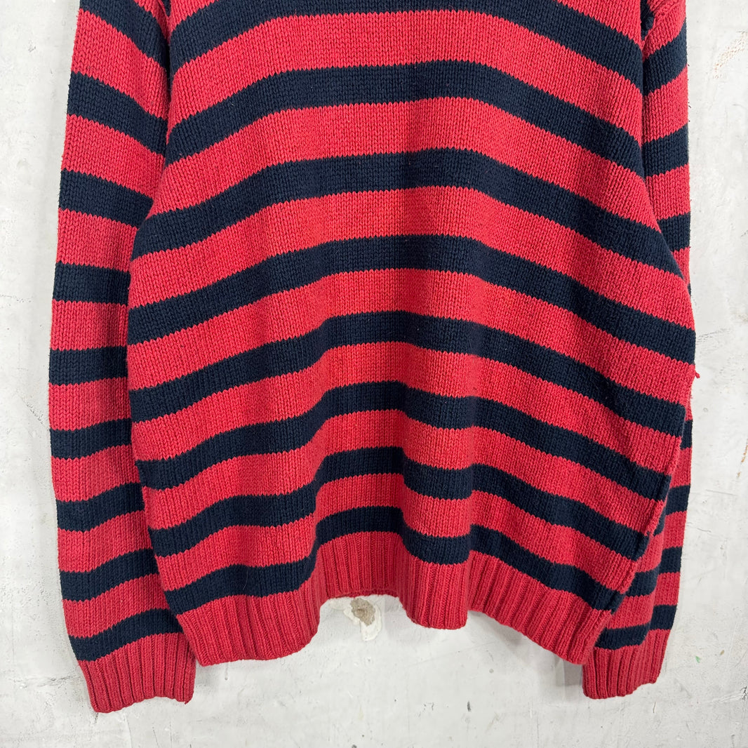 Ralph Lauren Red/Navy Cotton Hand Knit Sweater