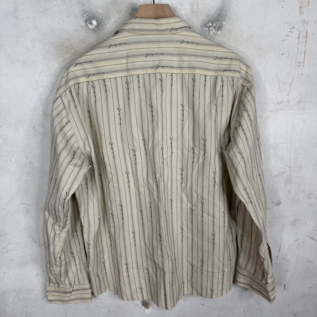 Jacquemus Pinstripe Script Logo LS Shirt