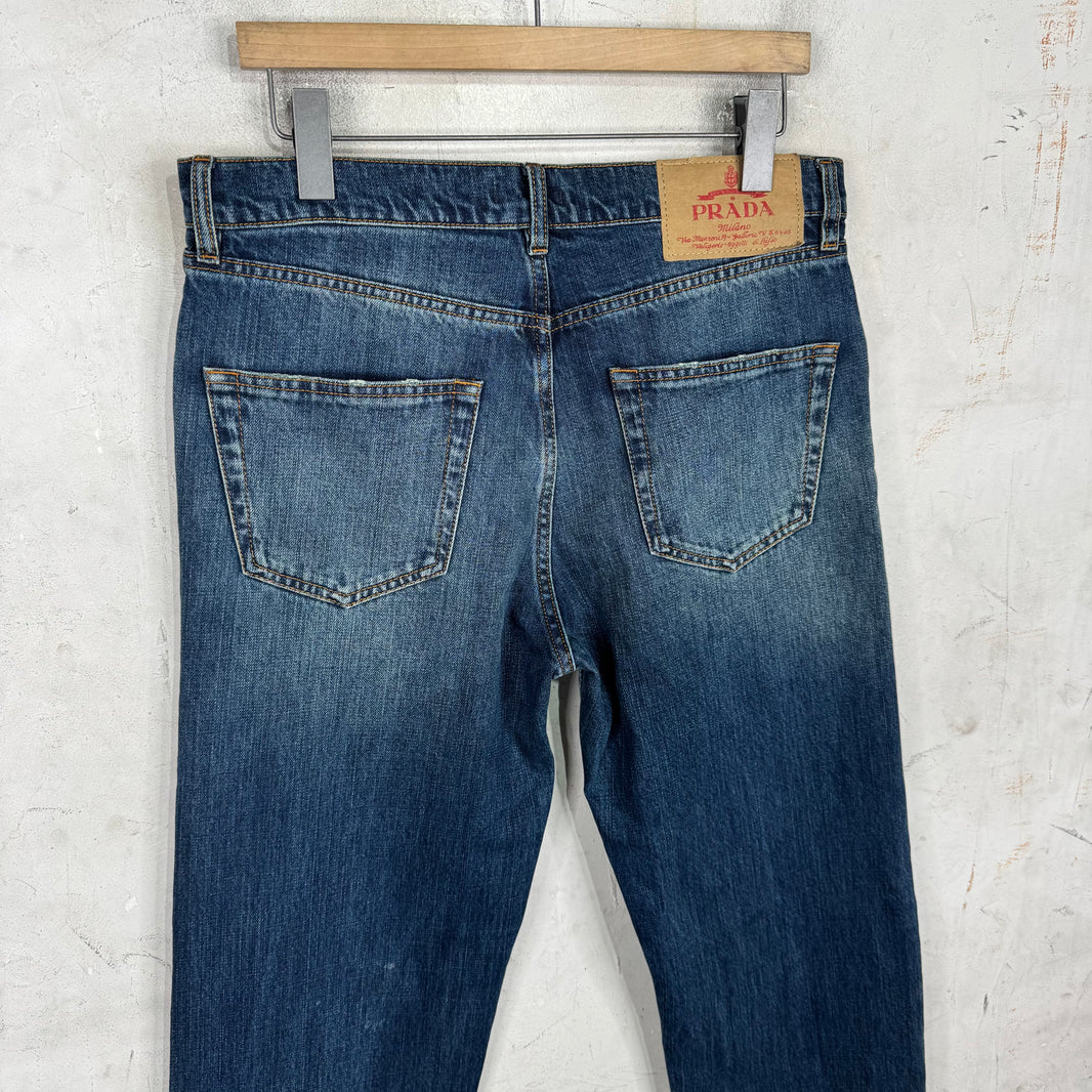 Prada Medium Wash Plaqued Jeans