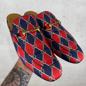 Gucci Satin Patterned Horse-Bit Mules