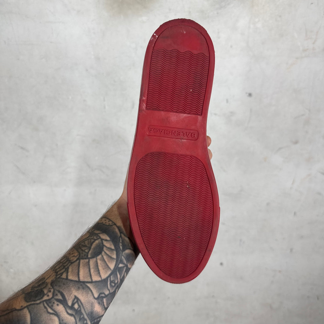 Balenciaga Red Tumbled Leather Arenas