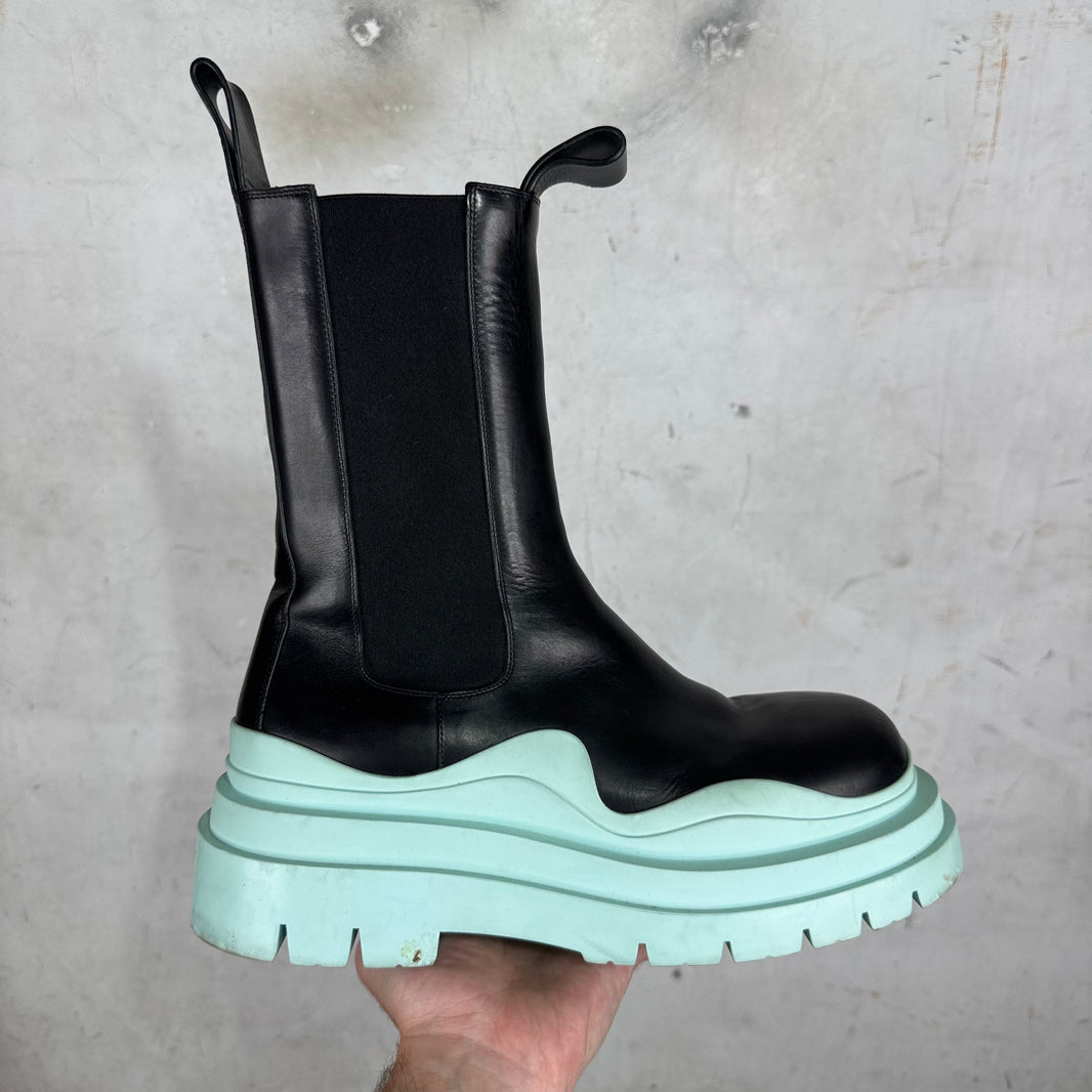 Bottega Veneta Teal Sole Lug Chelsea Boots