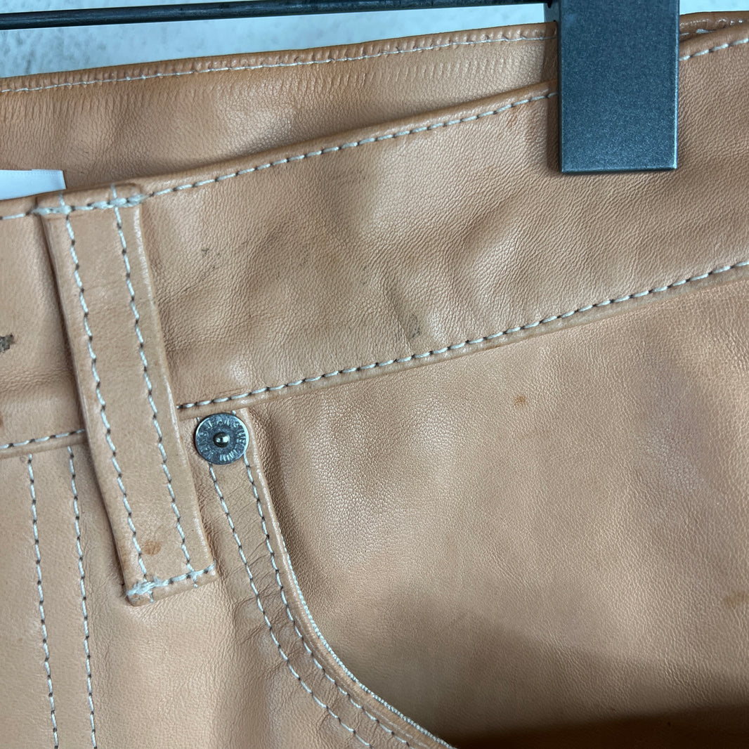 Helmut Lang Peach Leather Slim Pants