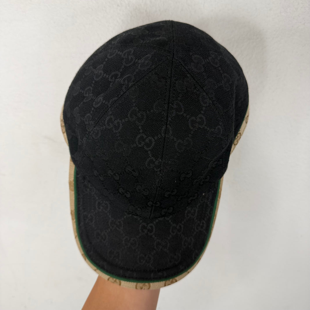 Gucci Black/Beige GG Canvas Monogram Baseball Hat