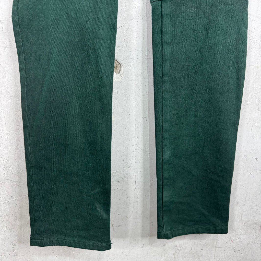 Balmain Green Waxed Double Zip Biker Jeans