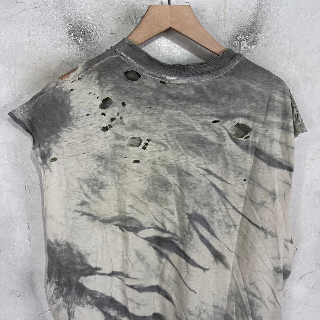 Vintage Slayer Dyed Distressed Cut off T-Shirt