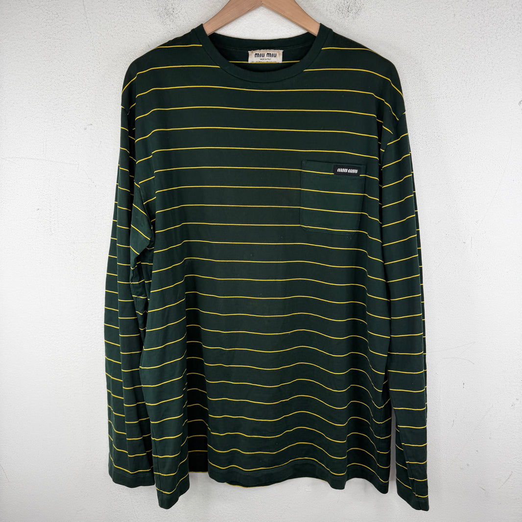Miu Miu Green Striped L/S T-Shirt