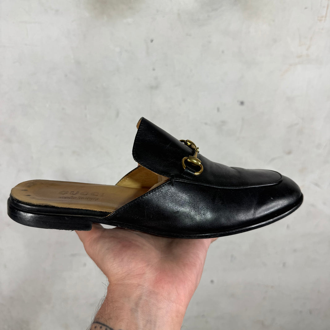 Gucci Black Horse-Bit Mules