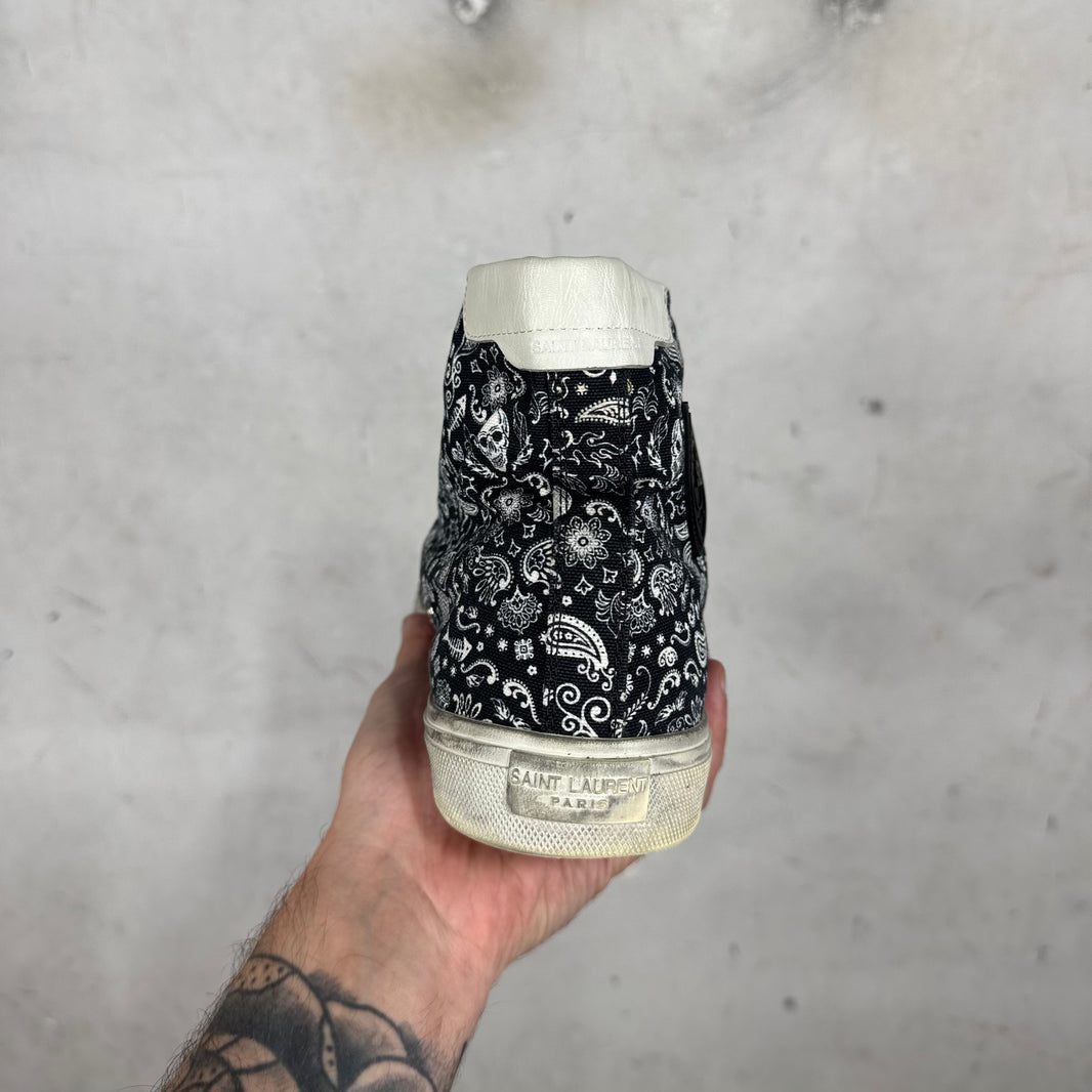 Saint Laurent Patterned Canvas Bedford Skull Sneakers