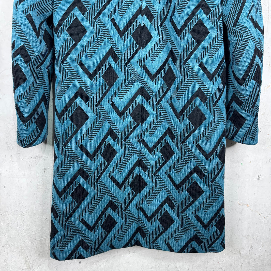 Prada Teal Patterened Trench Coat