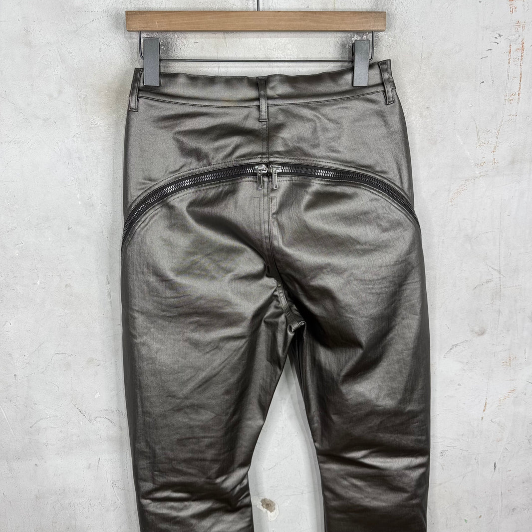 Rick Owens Lido Silver Coated Banana Bolan Jeans