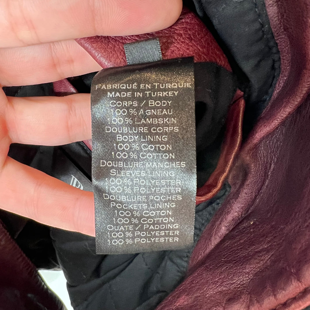 Balmain Lambskin Burgundy Perfecto Jacket