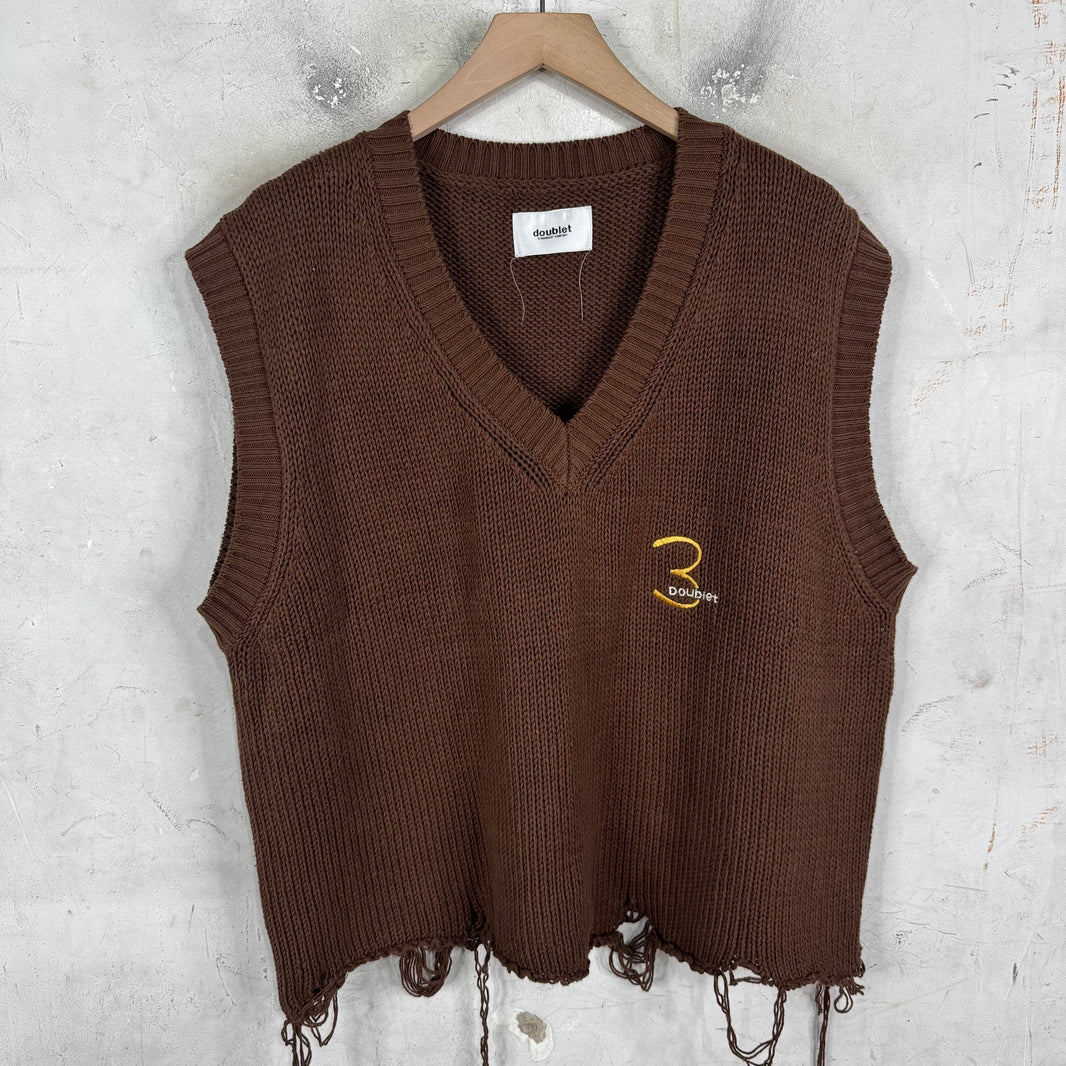 Doublet Frayed Knitted Sweater Vest