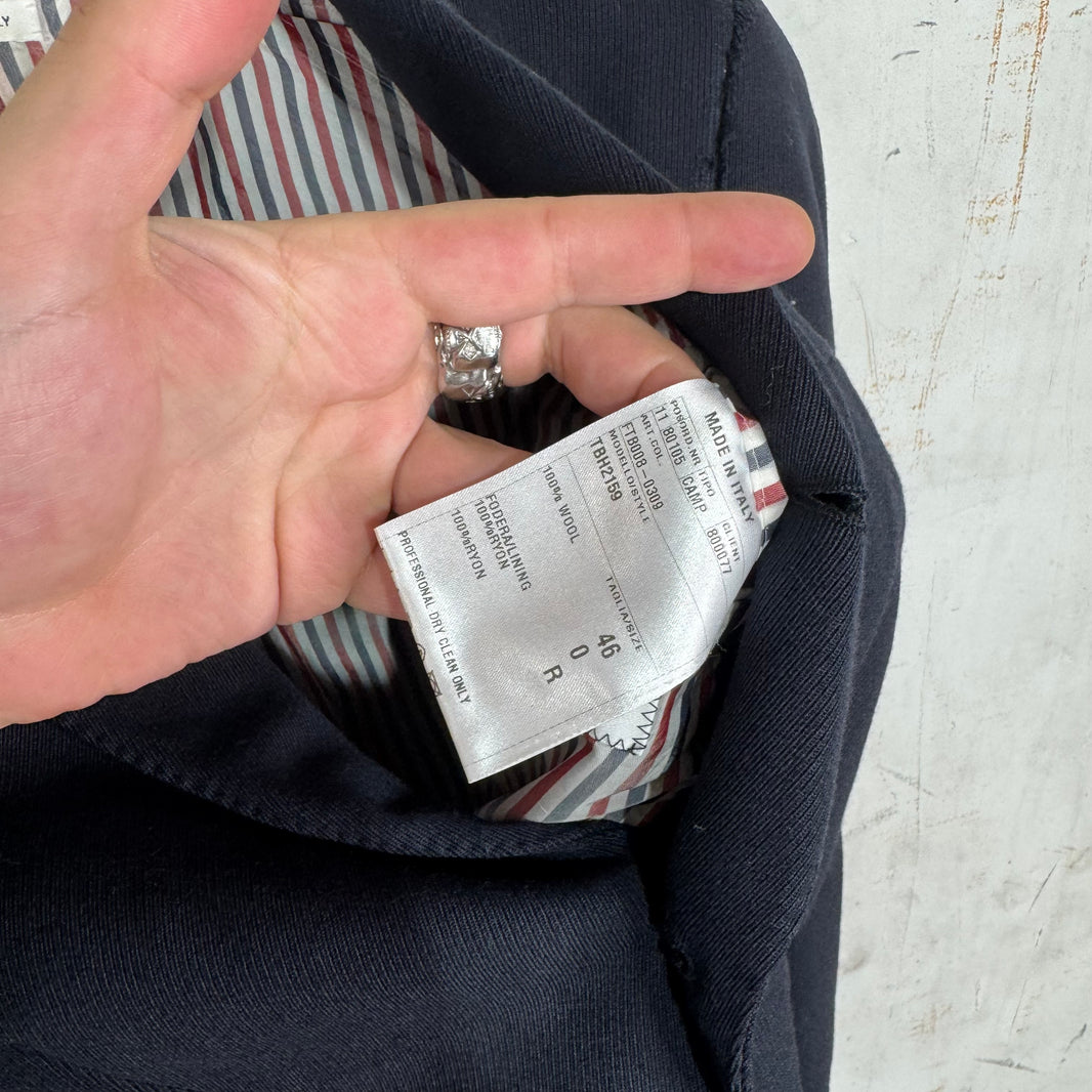 Thom Browne Navy Distressed Gold Hardware Blazer