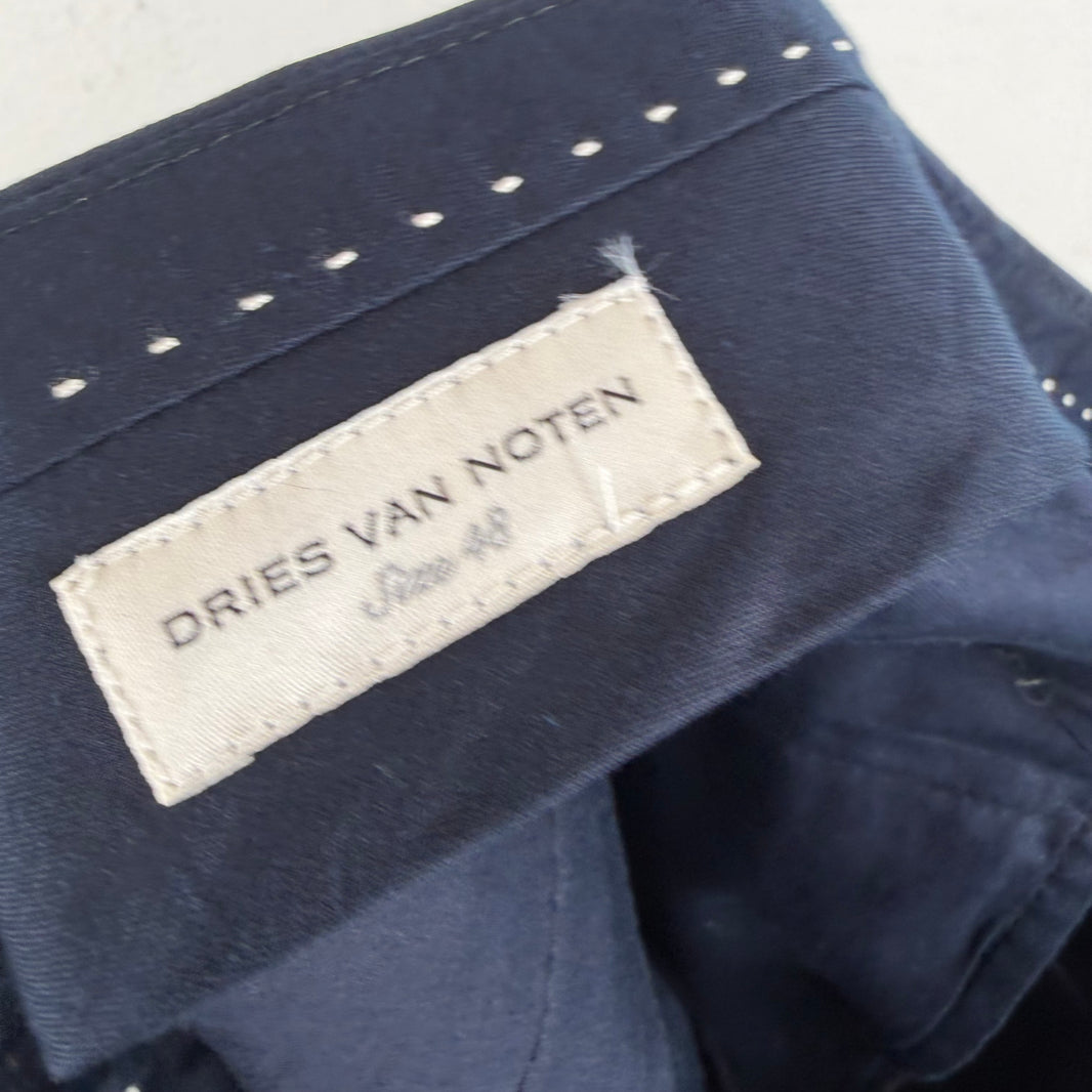 Dries Van Noten Pleated Navy Trousers