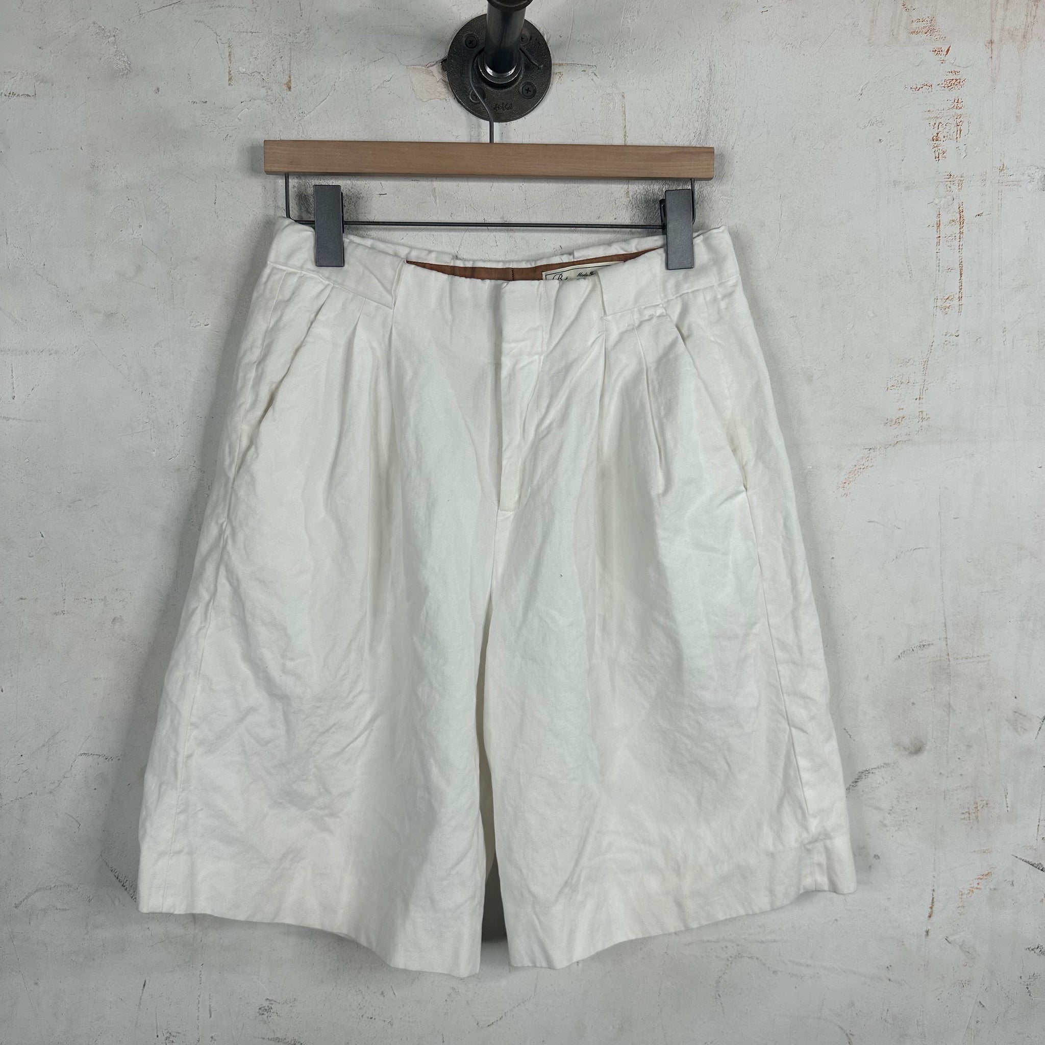 B+ Pleated White Shorts