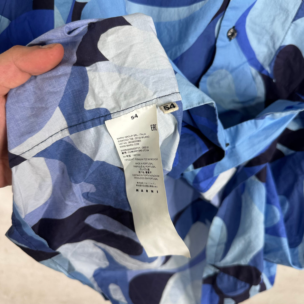 Marni Blue Camo S/S Button Up Shirt