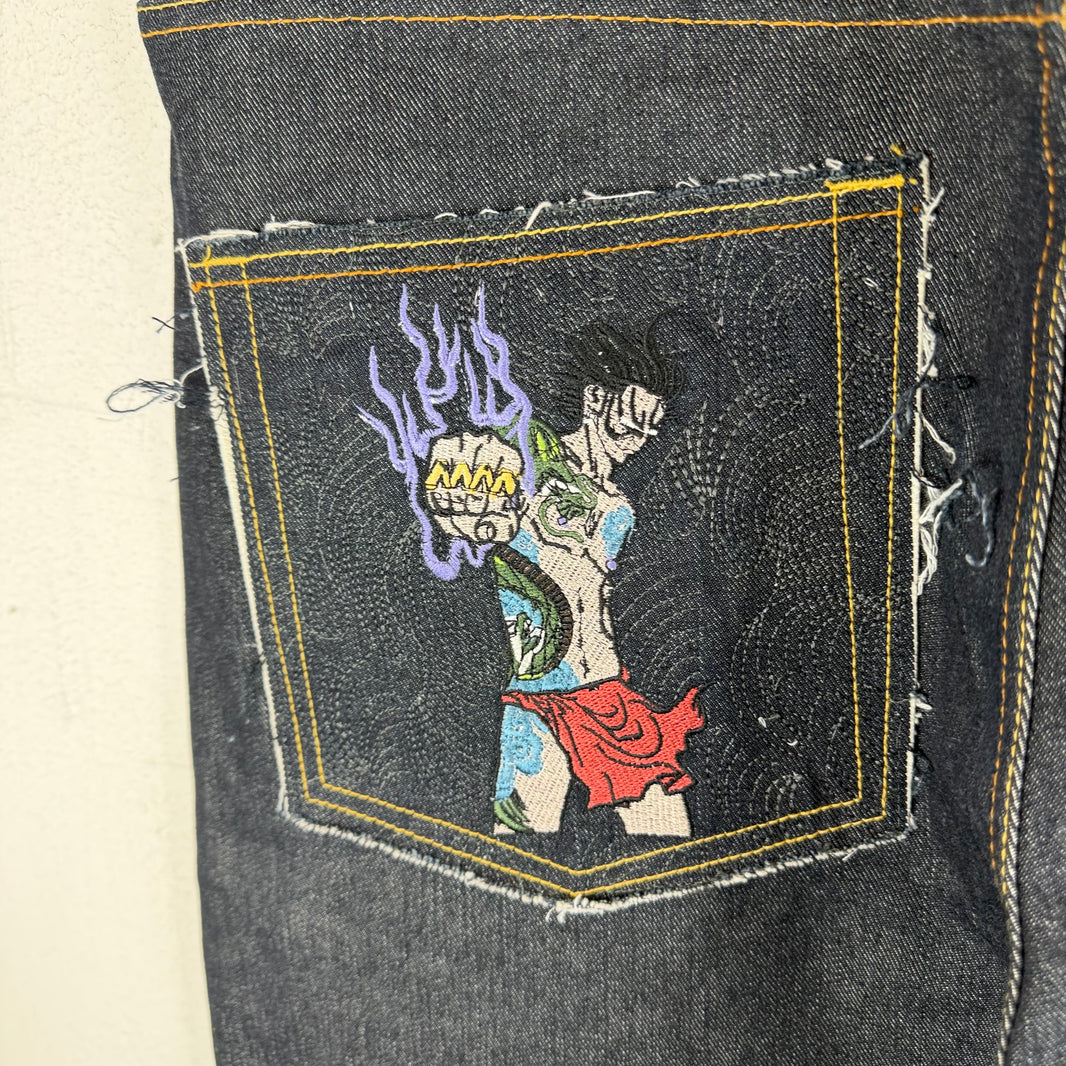 Vintage Red Monkey Back Pocket Embroidered Jeans