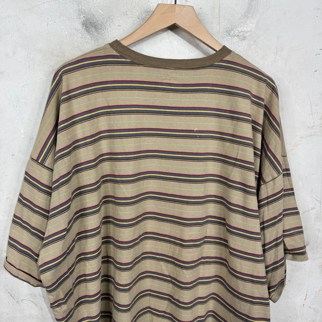 Kapital Tan Boxy Striped T-Shirt