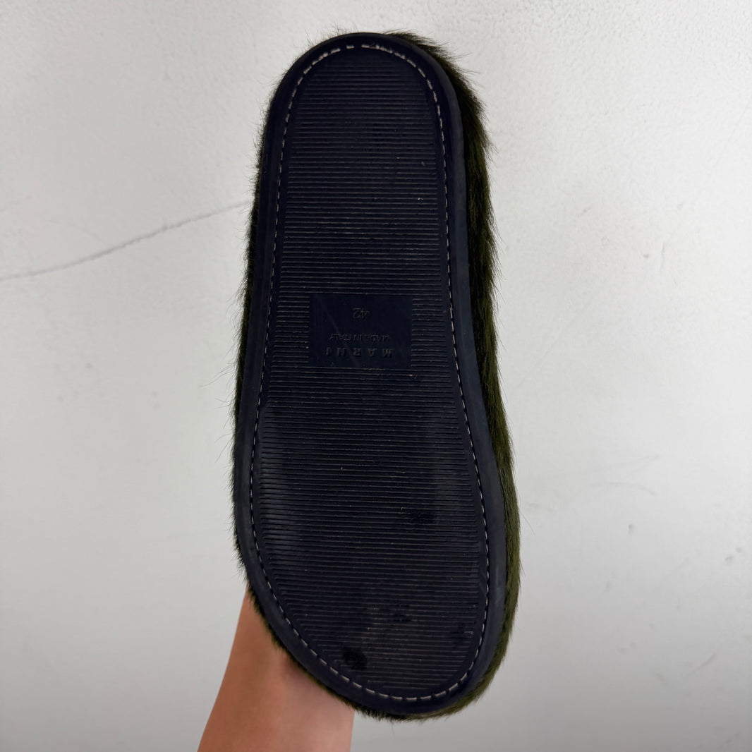 Marni Green Fuzzbit Mules