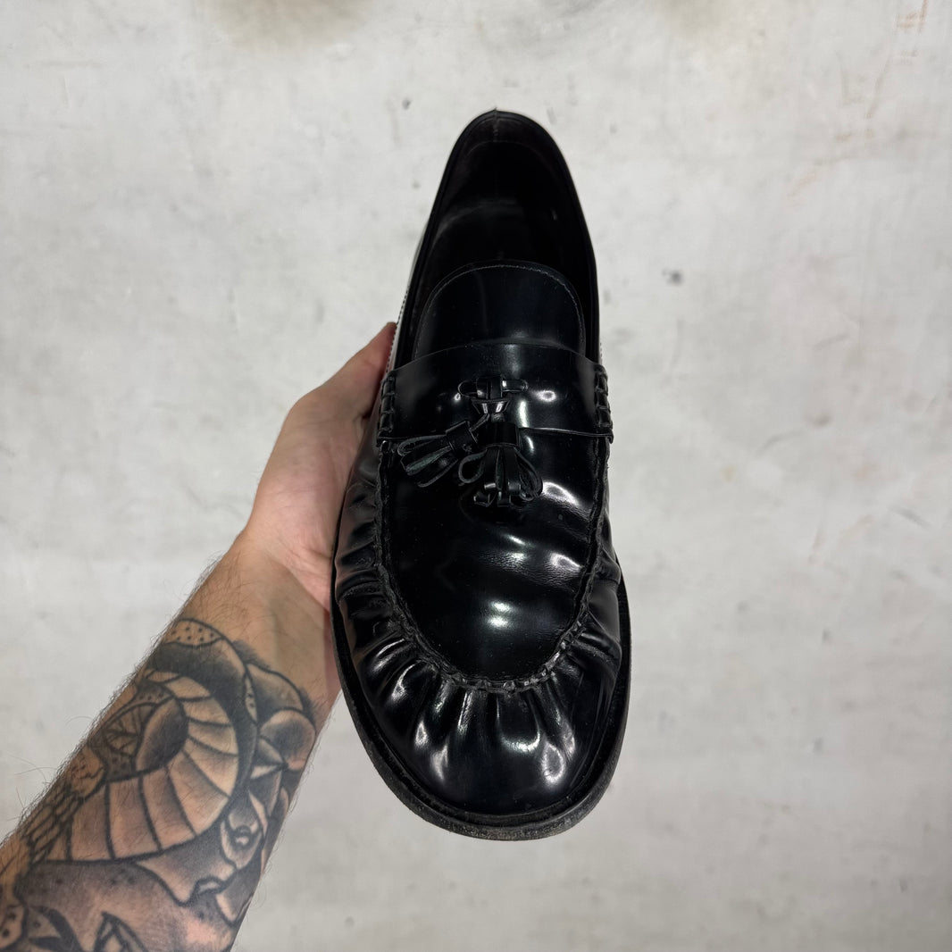 The Row Leather Scrunched Tassel Loafers