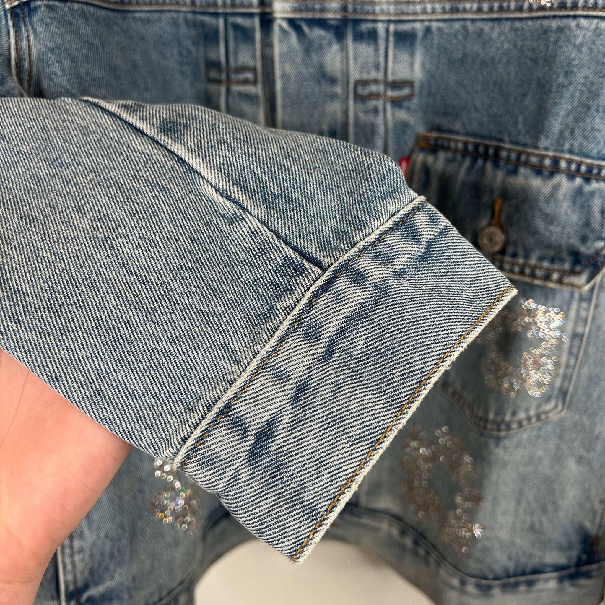 Denim Tears Blue Crystal Wreath Denim Jacket