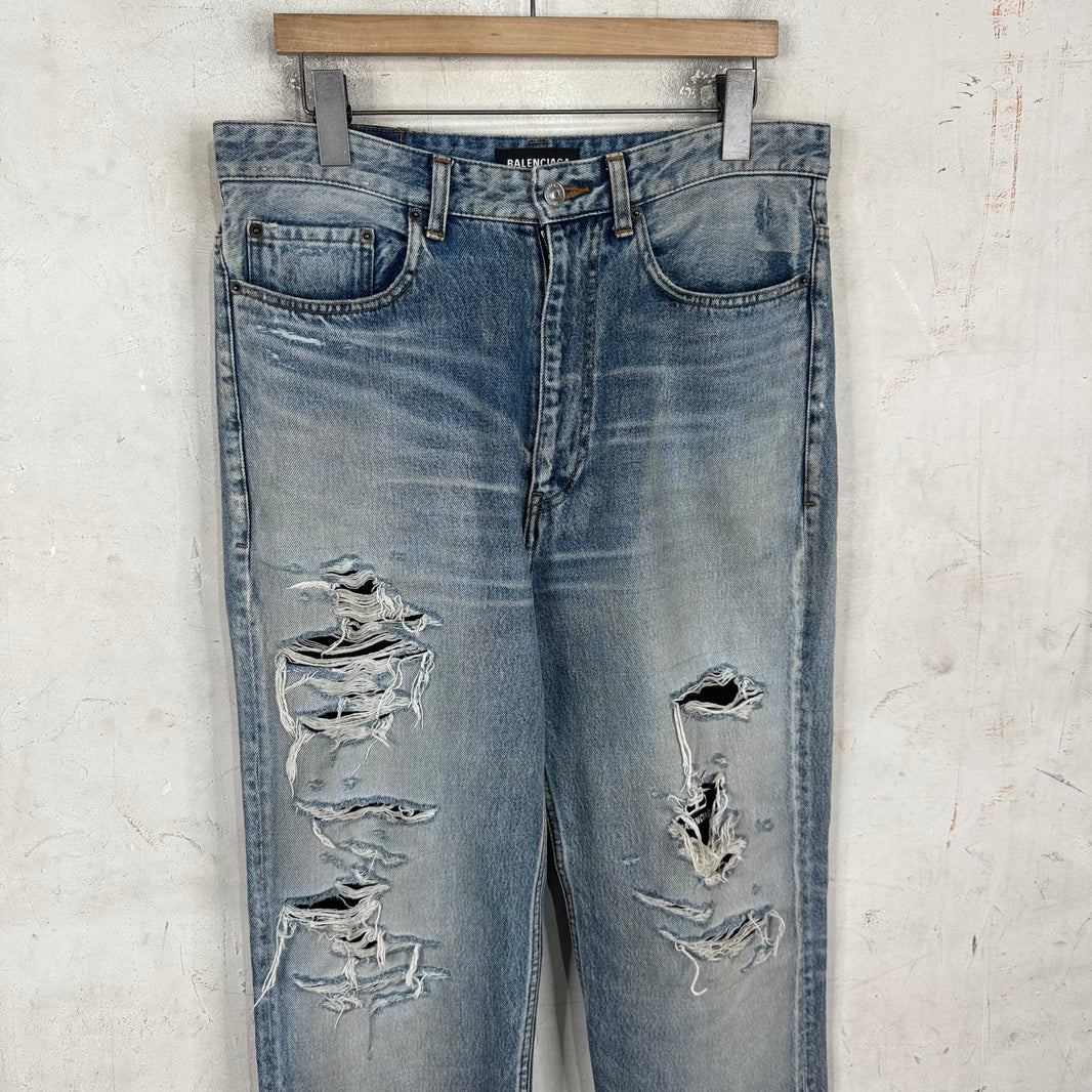 Balenciaga Layered Track Distressed Jeans