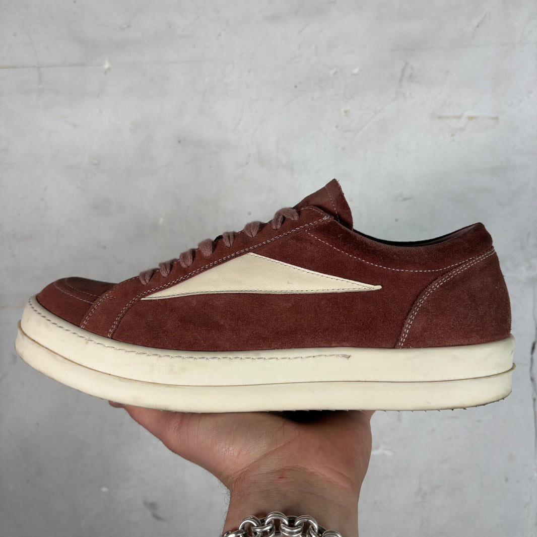 Rick Owens Burgundy Suede Vintage Sneakers