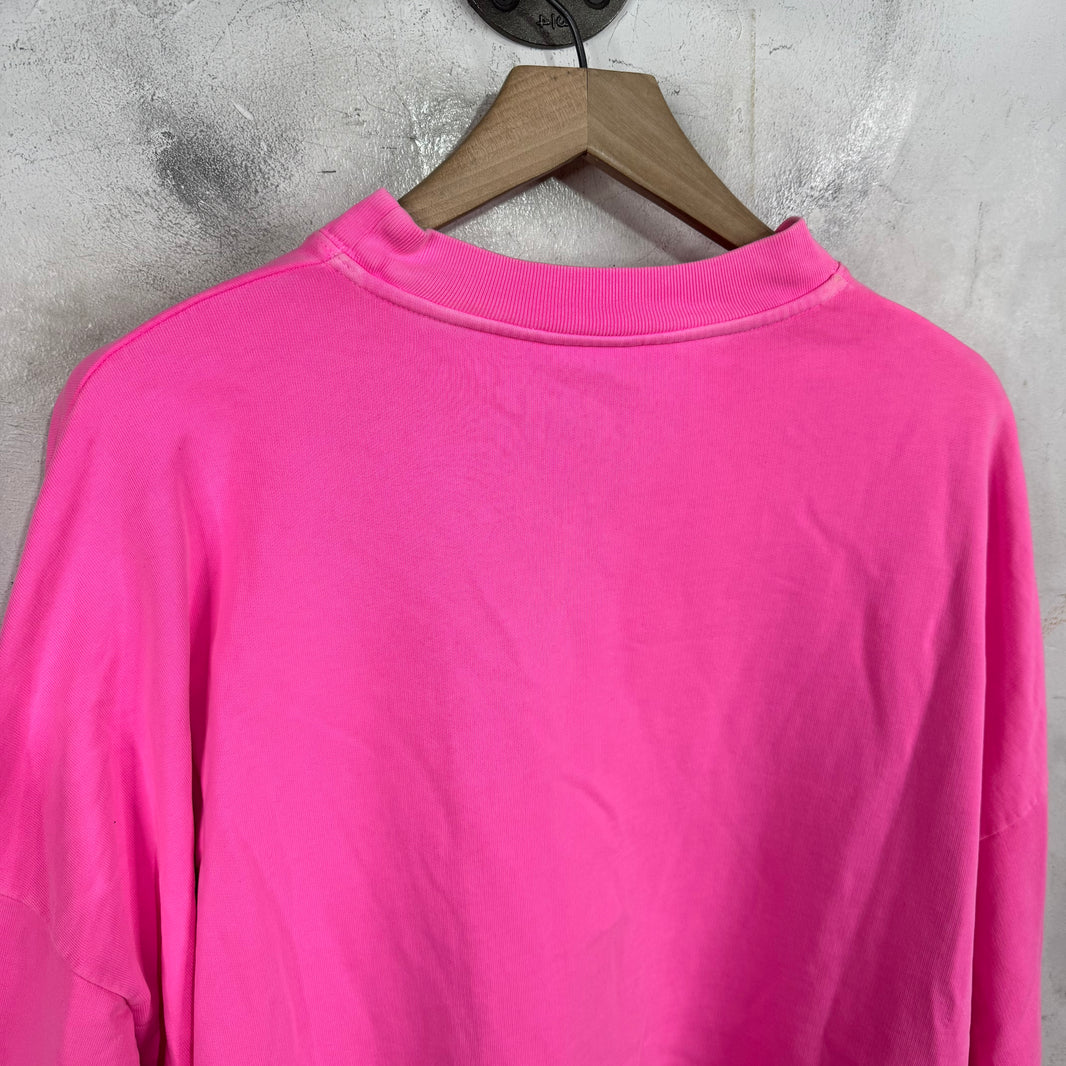 Balenciaga Pink Paris Icon Logo Crewneck