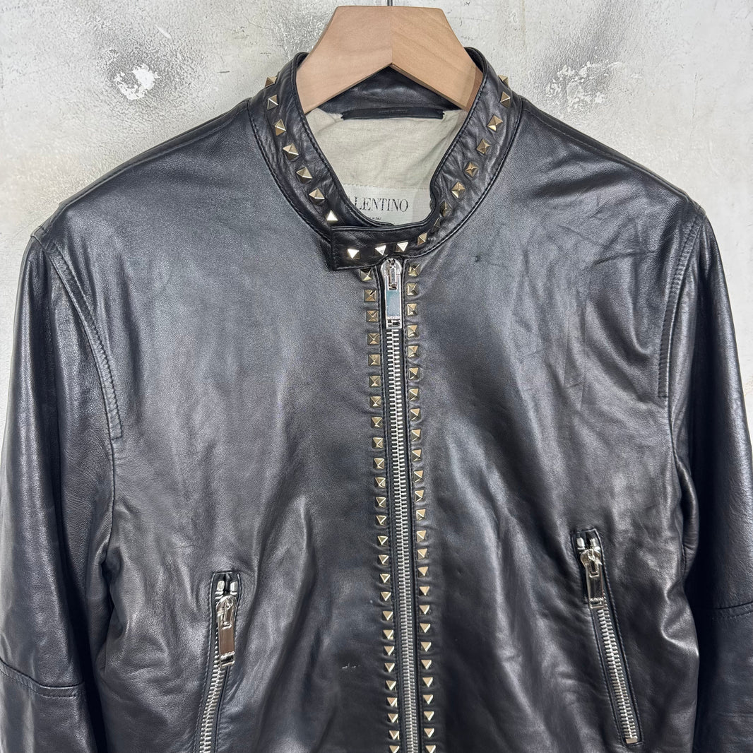 Valentino Rock Stud Leather Cafe Racer Jacket