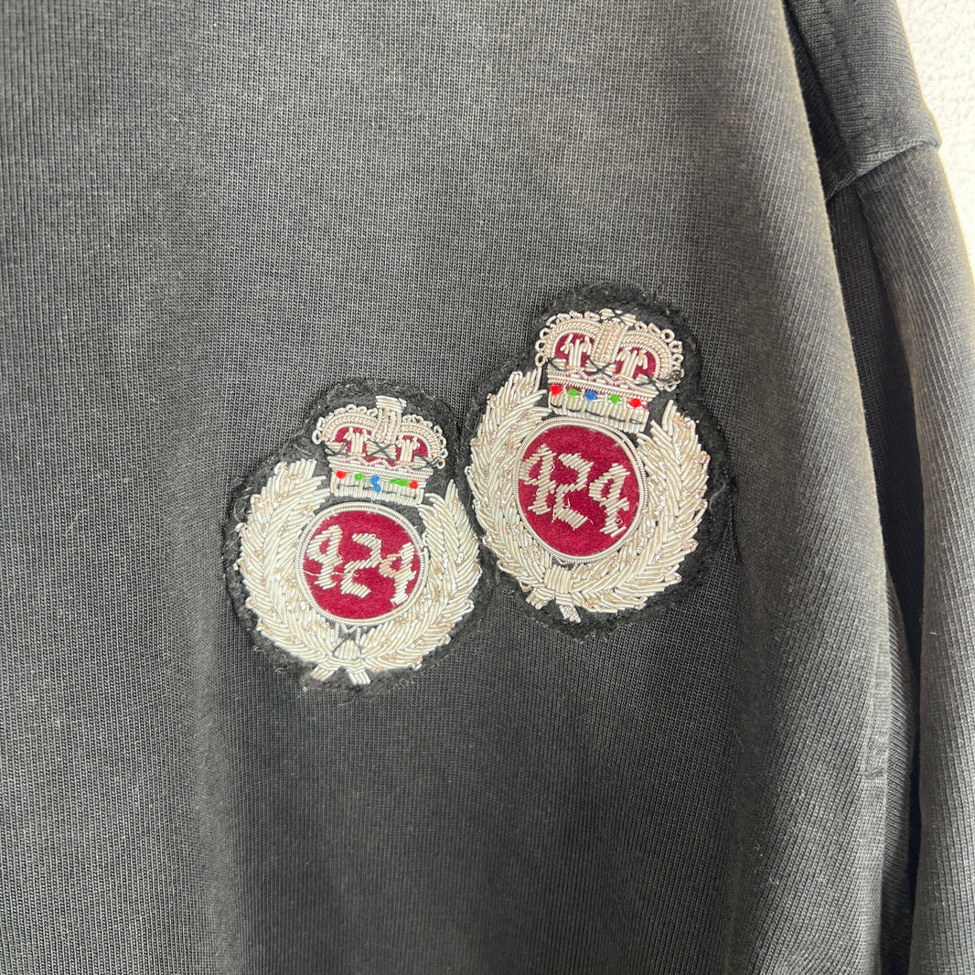 424 Black Double Crest Embellished Hoodie
