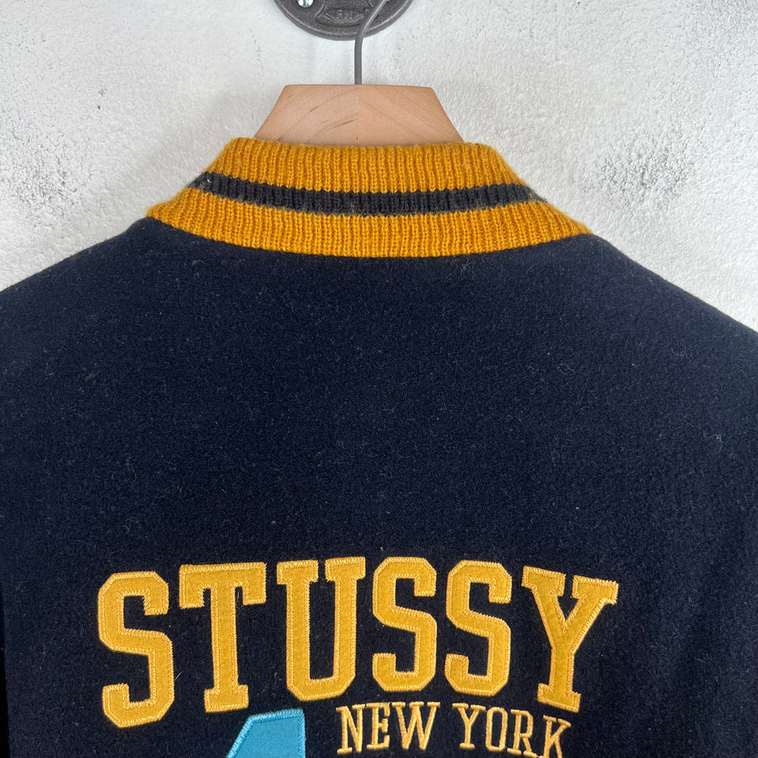 Stussy Big 4 Navy/Yellow Varsity Jacket