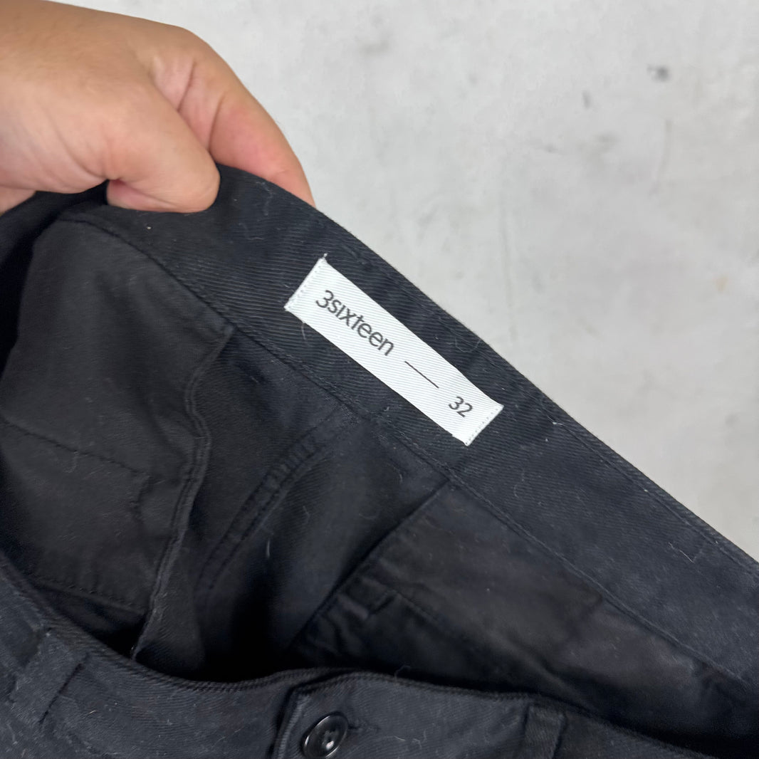 3Sixteen  Black Brushed Cotton Work Pants